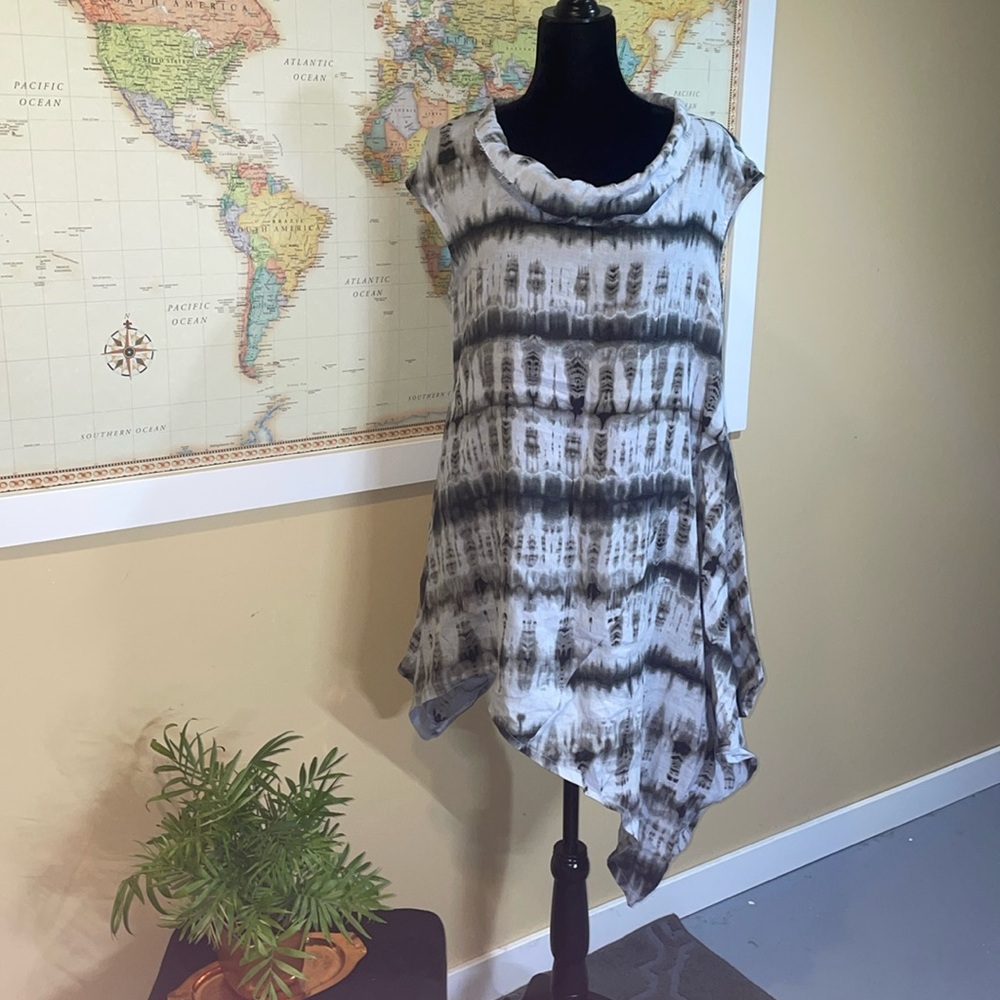 Bryn Walker 100% linen tie-dyed asymmetrical tunic dress XS